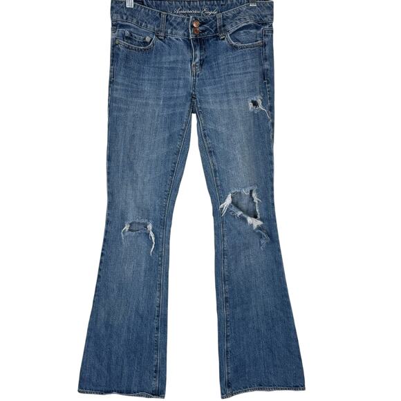 American Eagle Artist Jeans Women’s Size 2 Long Distressed Bootcut Denim - Picture 4 of 15